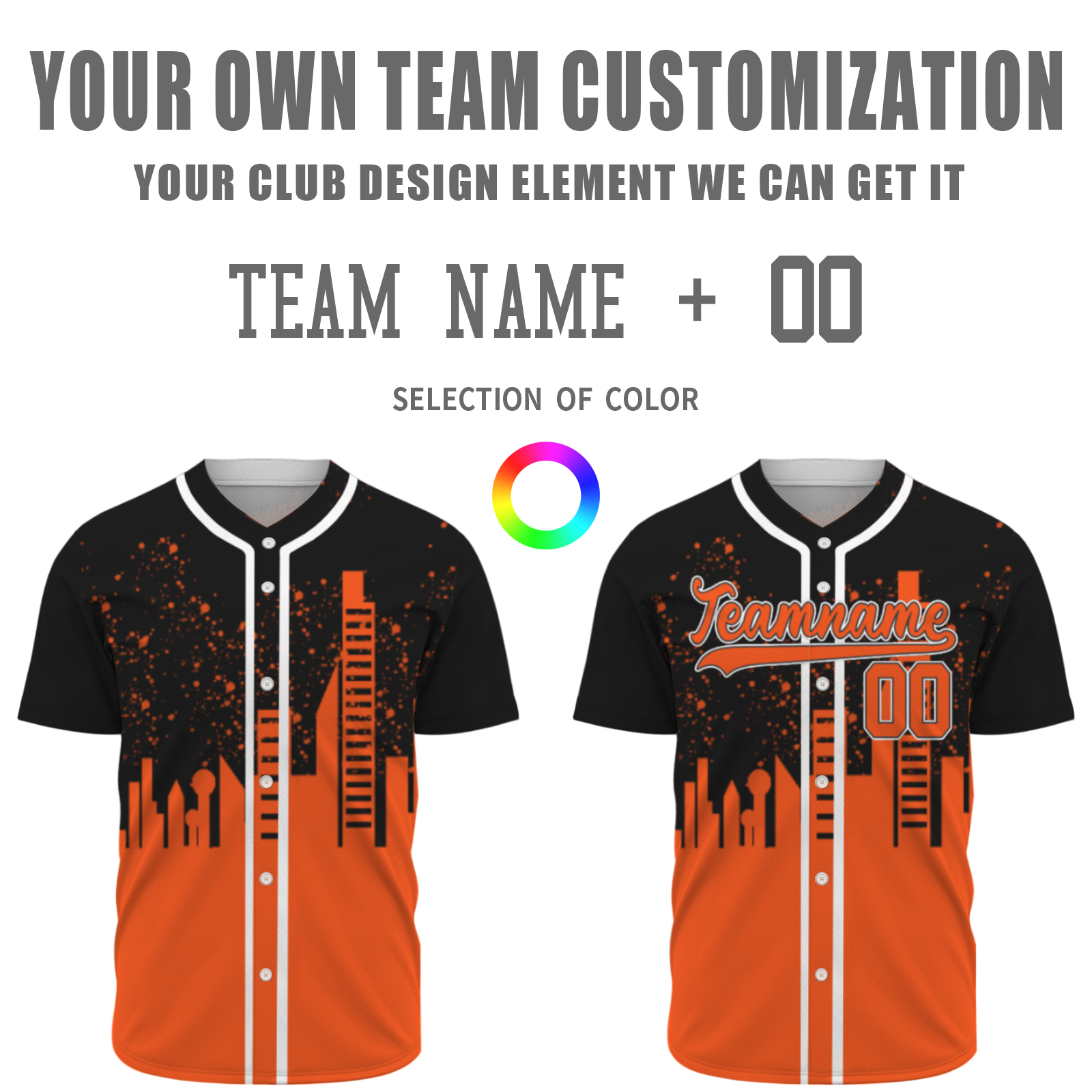 Custom Black Orange-White Authentic City's Reflection Baseball Jersey