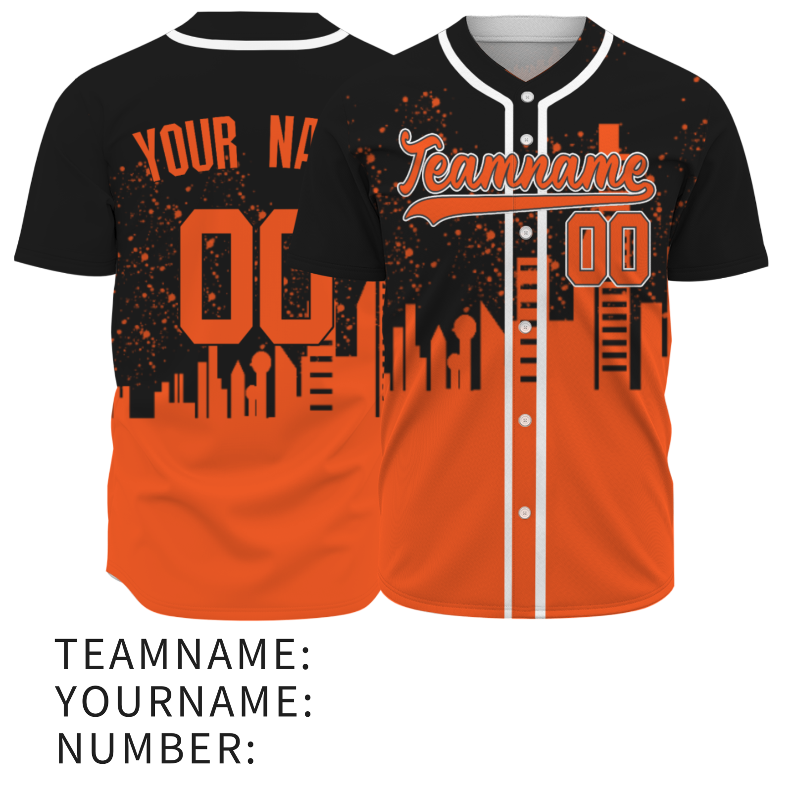 Custom Black Orange-White Authentic City's Reflection Baseball Jersey