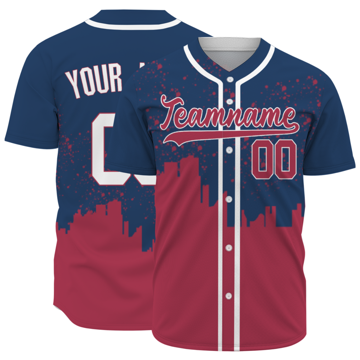 Custom Indigo Dark Red-White Authentic City's Reflection Baseball Jersey