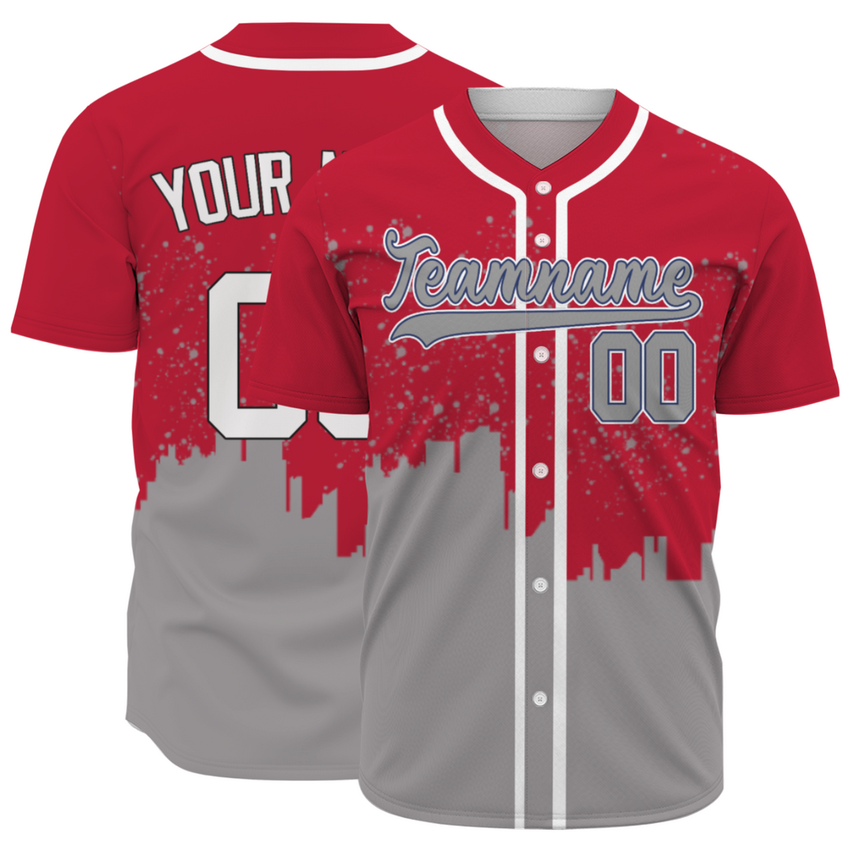 Custom Red Gray-White Authentic City's Reflection Baseball Jersey