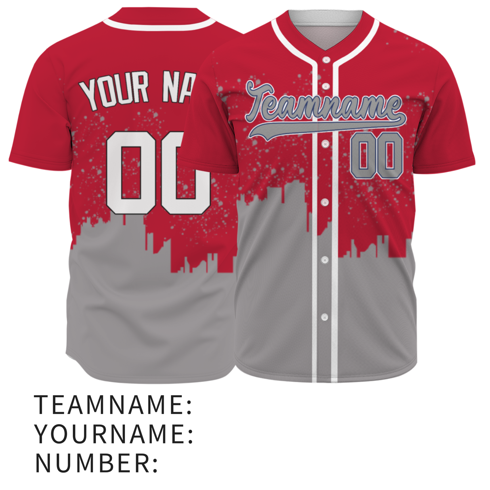 Custom Red Gray-White Authentic City's Reflection Baseball Jersey