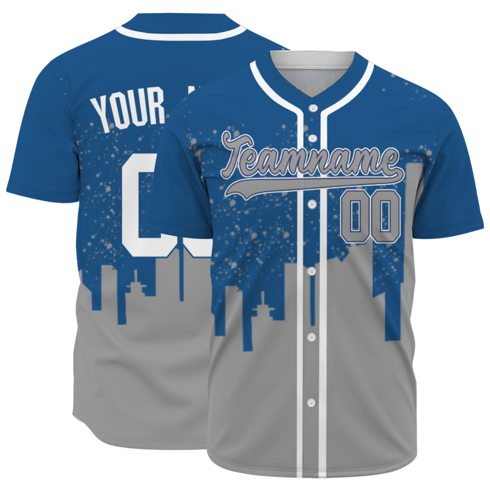 Custom Cobalt Blue Gray-White Authentic City's Reflection Baseball Jersey