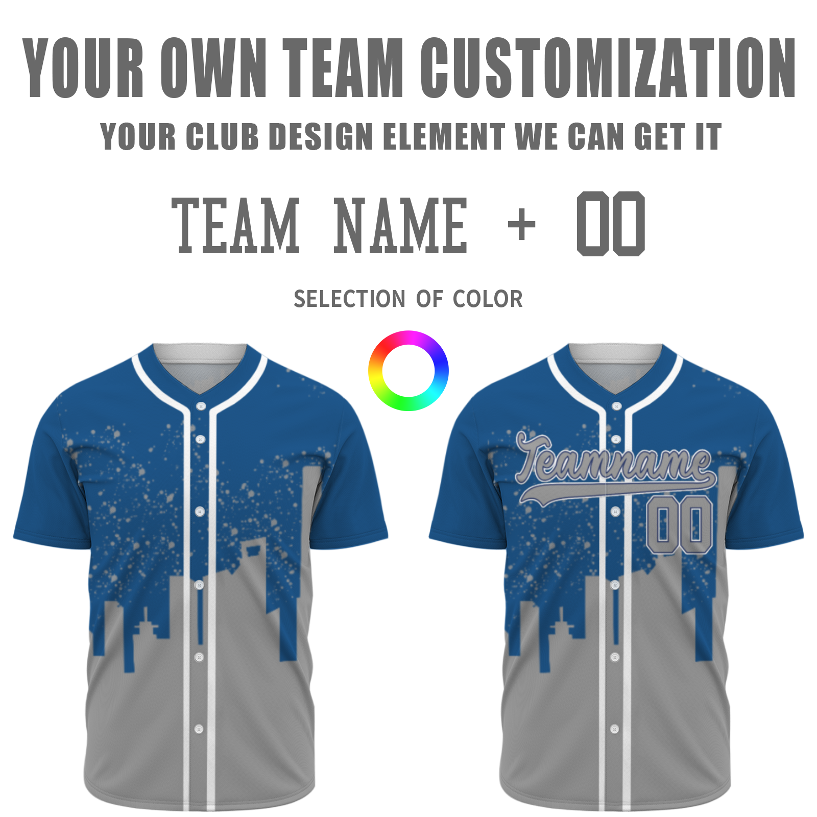 Custom Cobalt Blue Gray-White Authentic City's Reflection Baseball Jersey