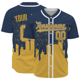 Custom Dark Blue Yellow-White Authentic City's Reflection Baseball Jersey