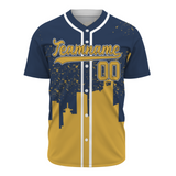 Custom Dark Blue Yellow-White Authentic City's Reflection Baseball Jersey