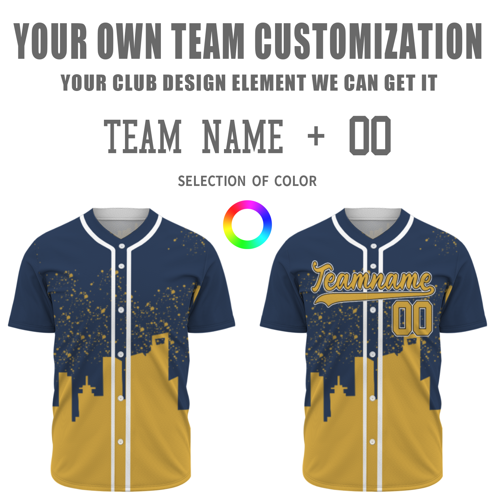 Custom Dark Blue Yellow-White Authentic City's Reflection Baseball Jersey