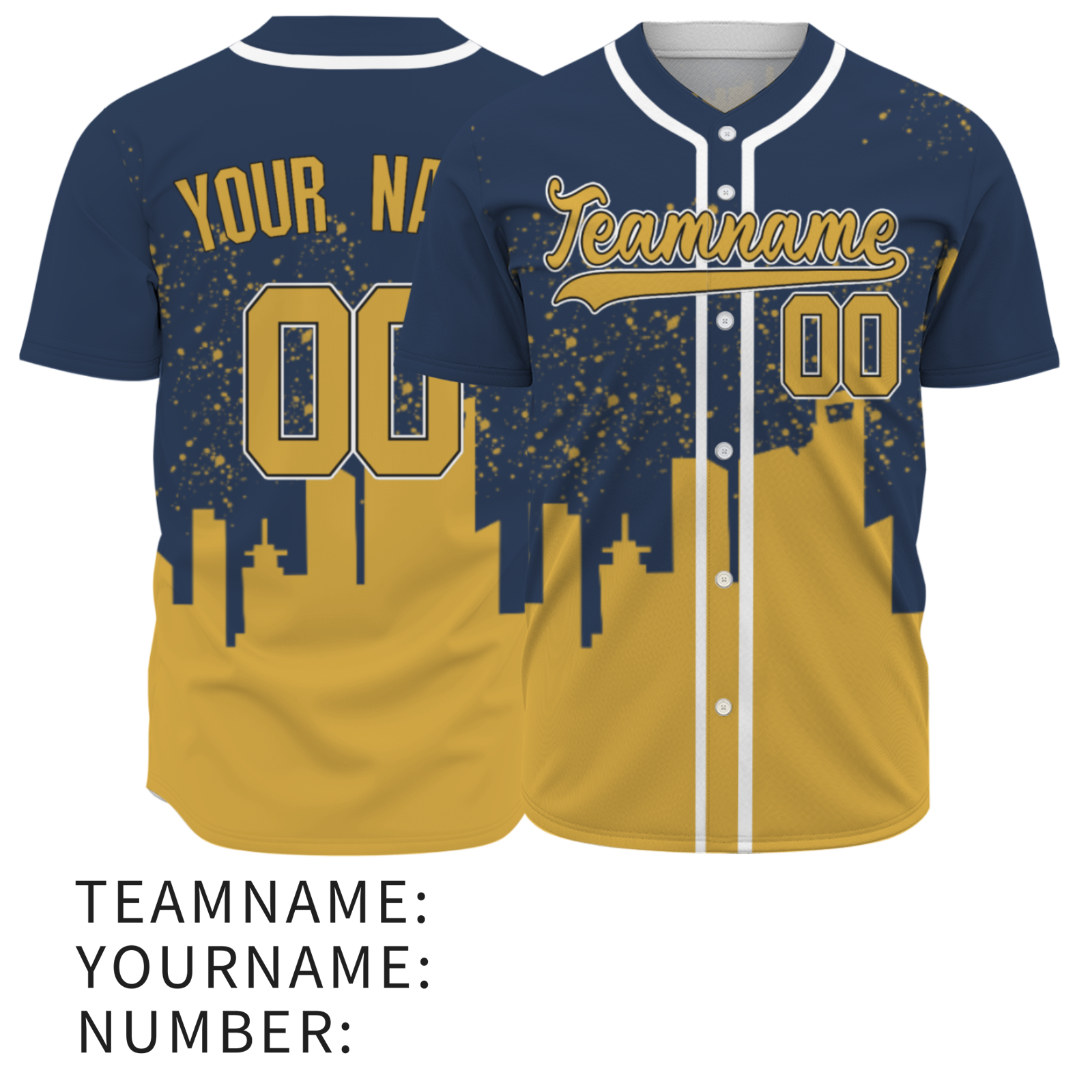 Custom Dark Blue Yellow-White Authentic City's Reflection Baseball Jersey