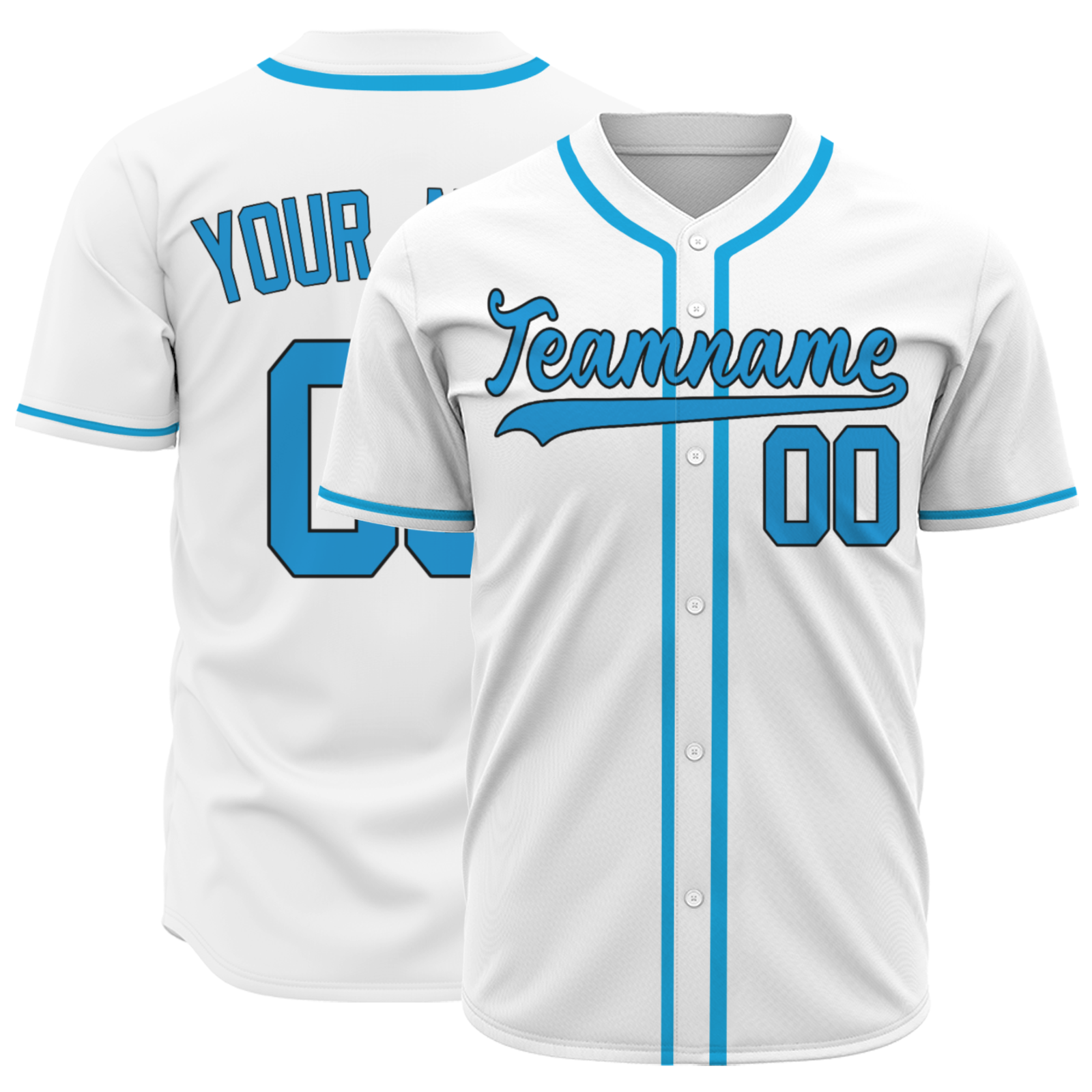 Custom White Light-Blue Authentic Baseball Jersey