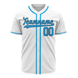 Custom White Light-Blue Authentic Baseball Jersey