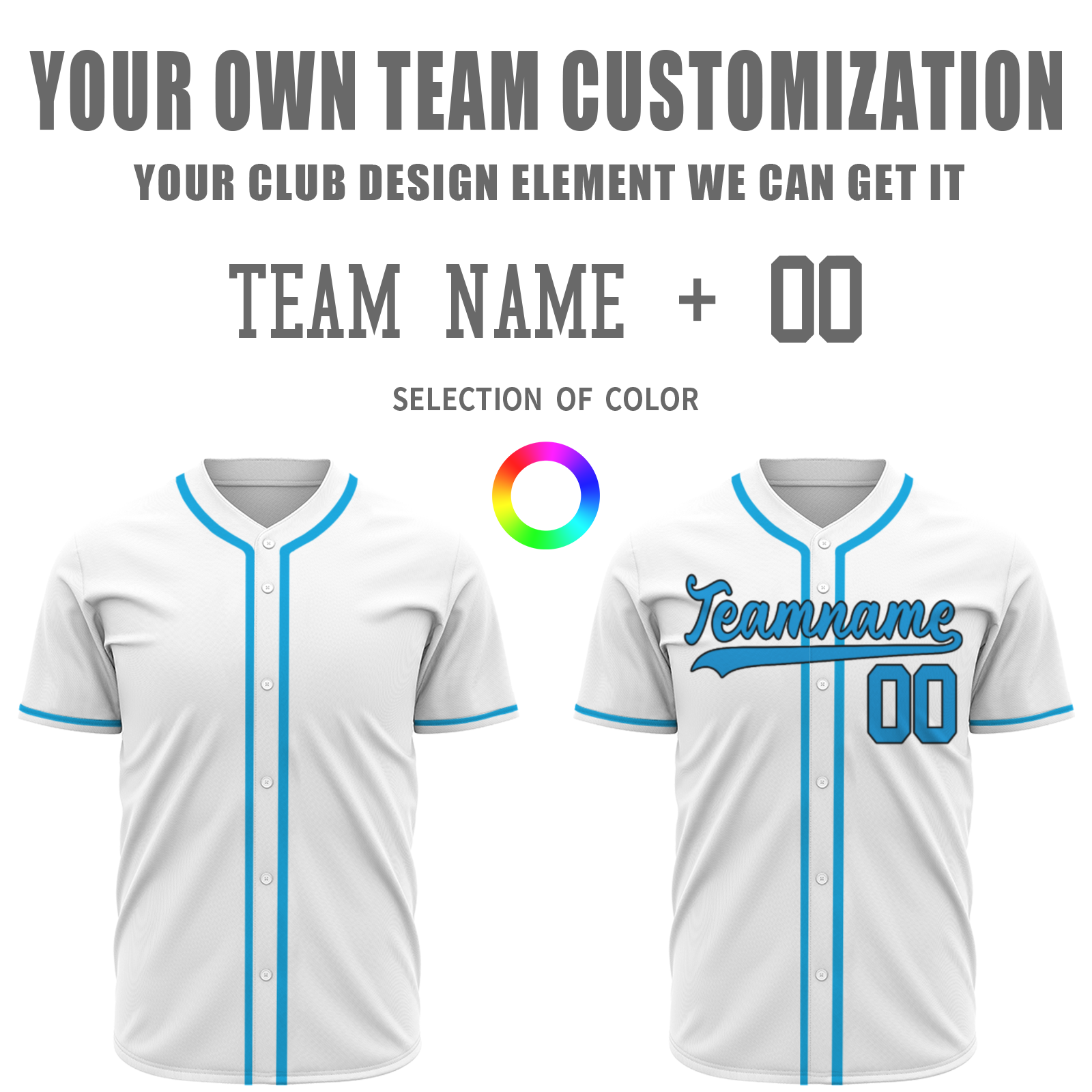 Custom White Light-Blue Authentic Baseball Jersey