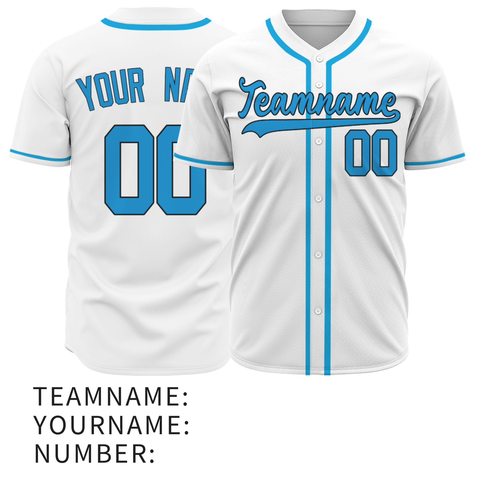 Custom White Light-Blue Authentic Baseball Jersey