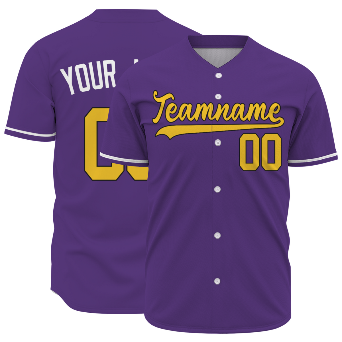 Custom Purple Yellow-Black Authentic Baseball Jersey