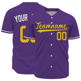 Custom Purple Yellow-Black Authentic Baseball Jersey