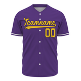 Custom Purple Yellow-Black Authentic Baseball Jersey