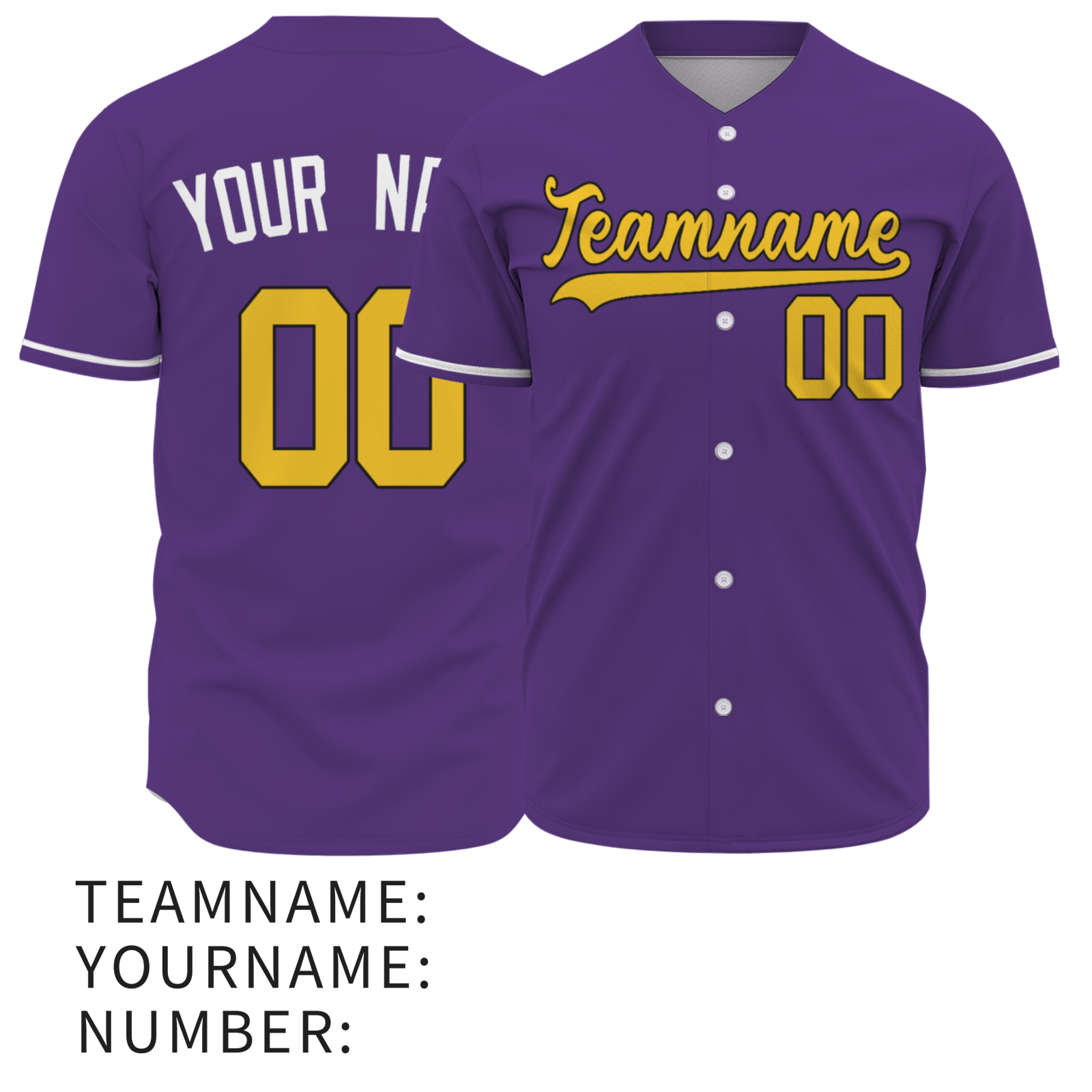 Custom Purple Yellow-Black Authentic Baseball Jersey