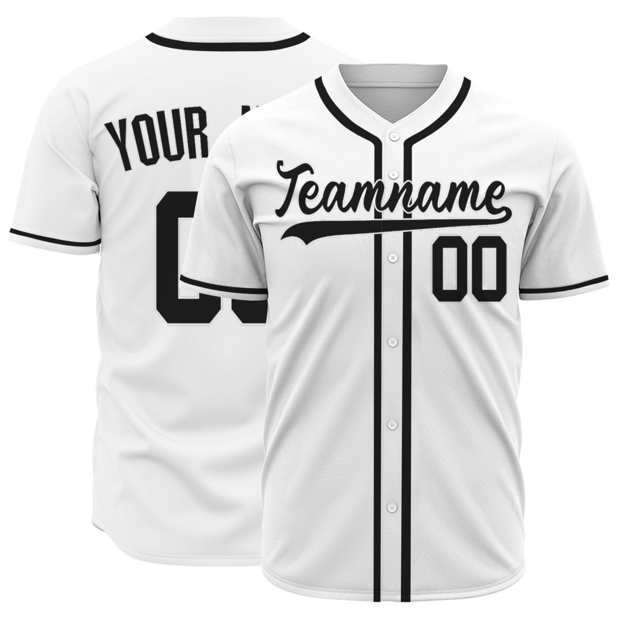 Custom White Black-White Authentic Baseball Jersey