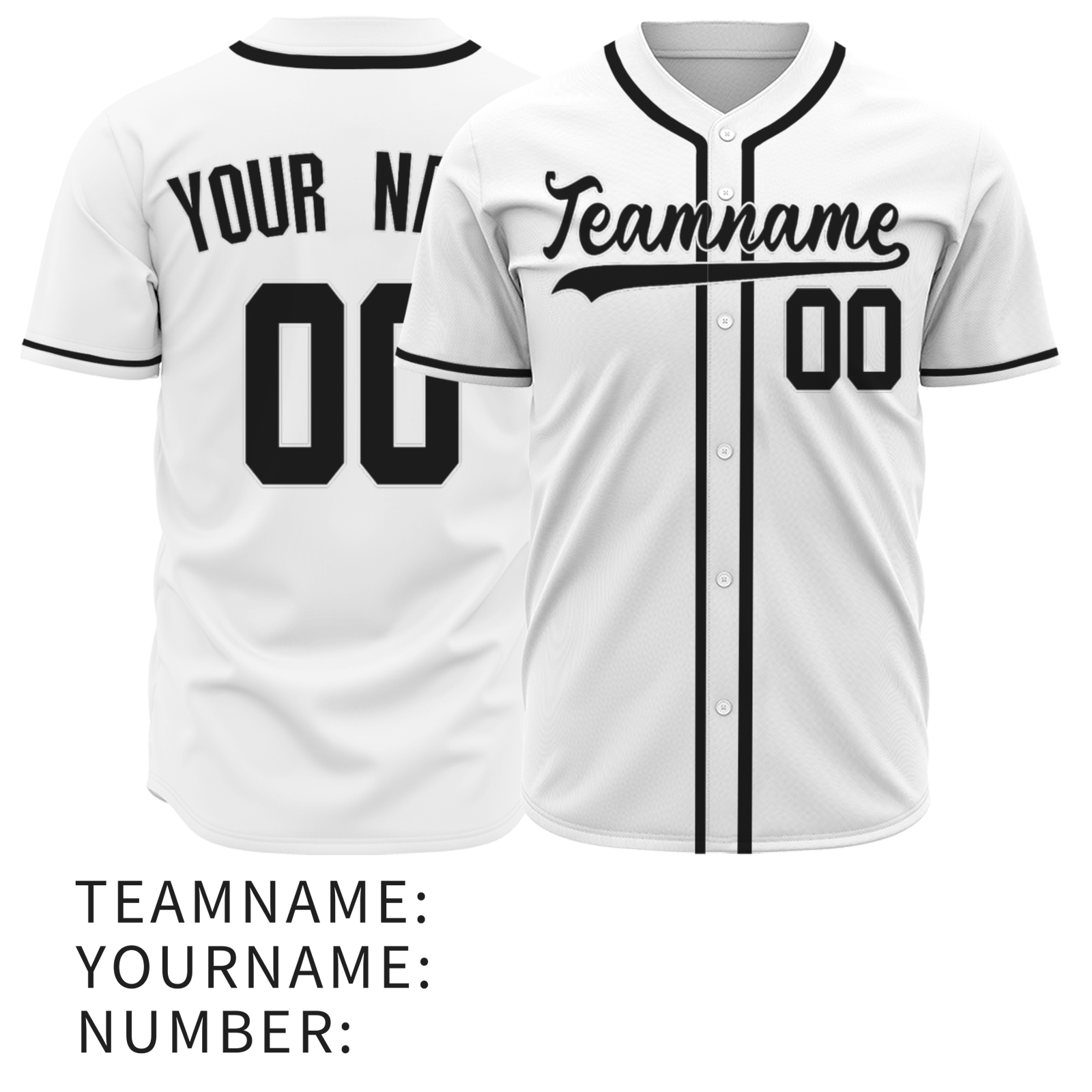 Custom White Black-White Authentic Baseball Jersey