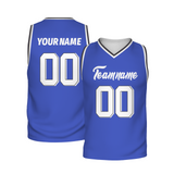 Custom Ultra Marine White-Black 3D Authentic V-Neck Basketball Jersey