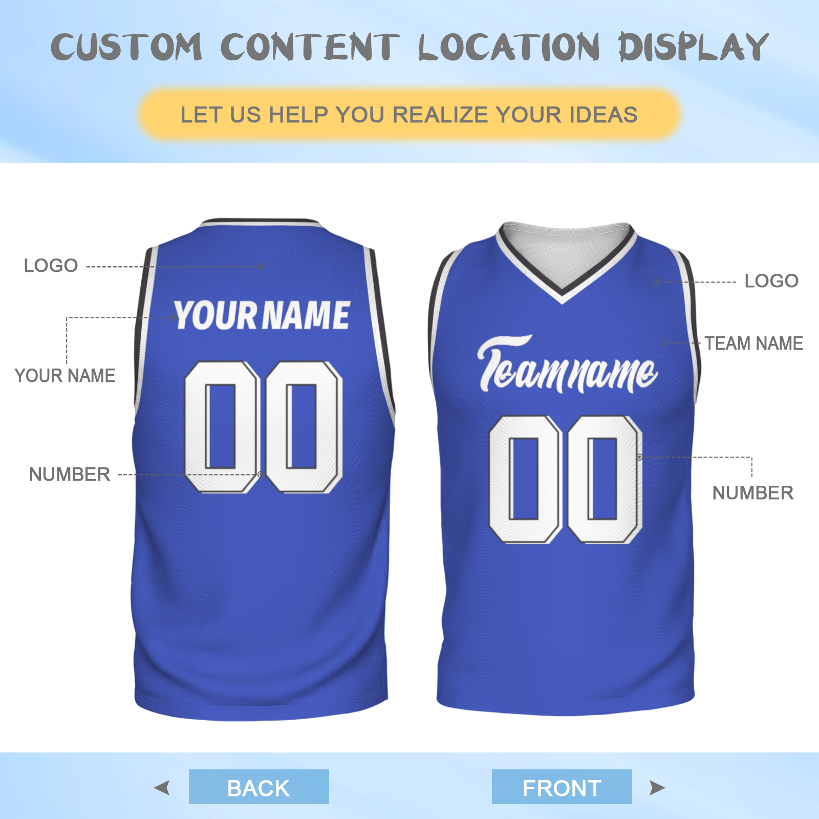 Custom Ultra Marine White-Black 3D Authentic V-Neck Basketball Jersey