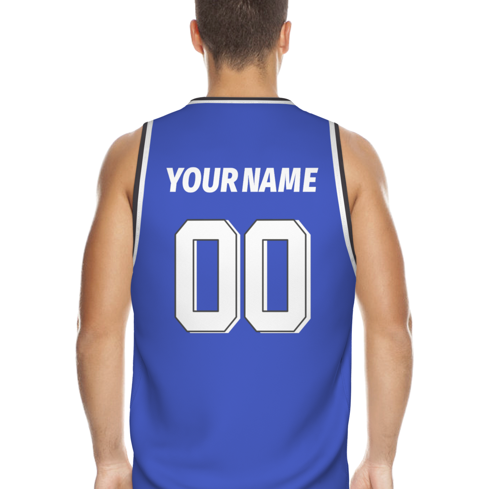 Custom Ultra Marine White-Black 3D Authentic V-Neck Basketball Jersey