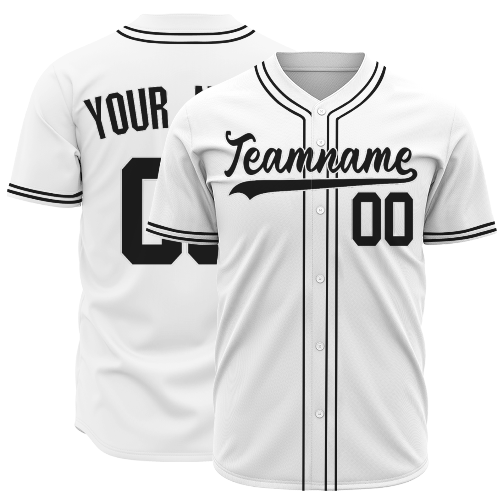 Custom White Black-White Authentic Baseball Jersey