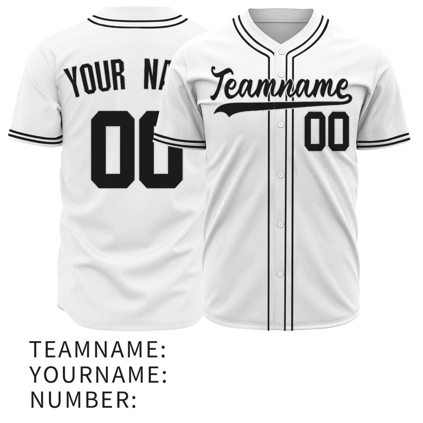 Custom White Black-White Authentic Baseball Jersey