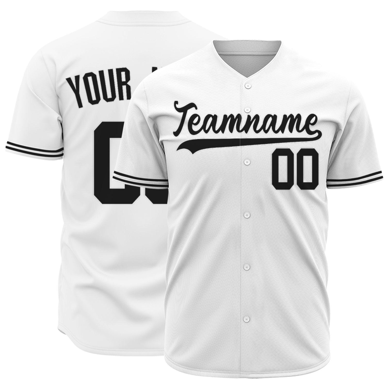 Custom White Black-White Authentic Baseball Jersey