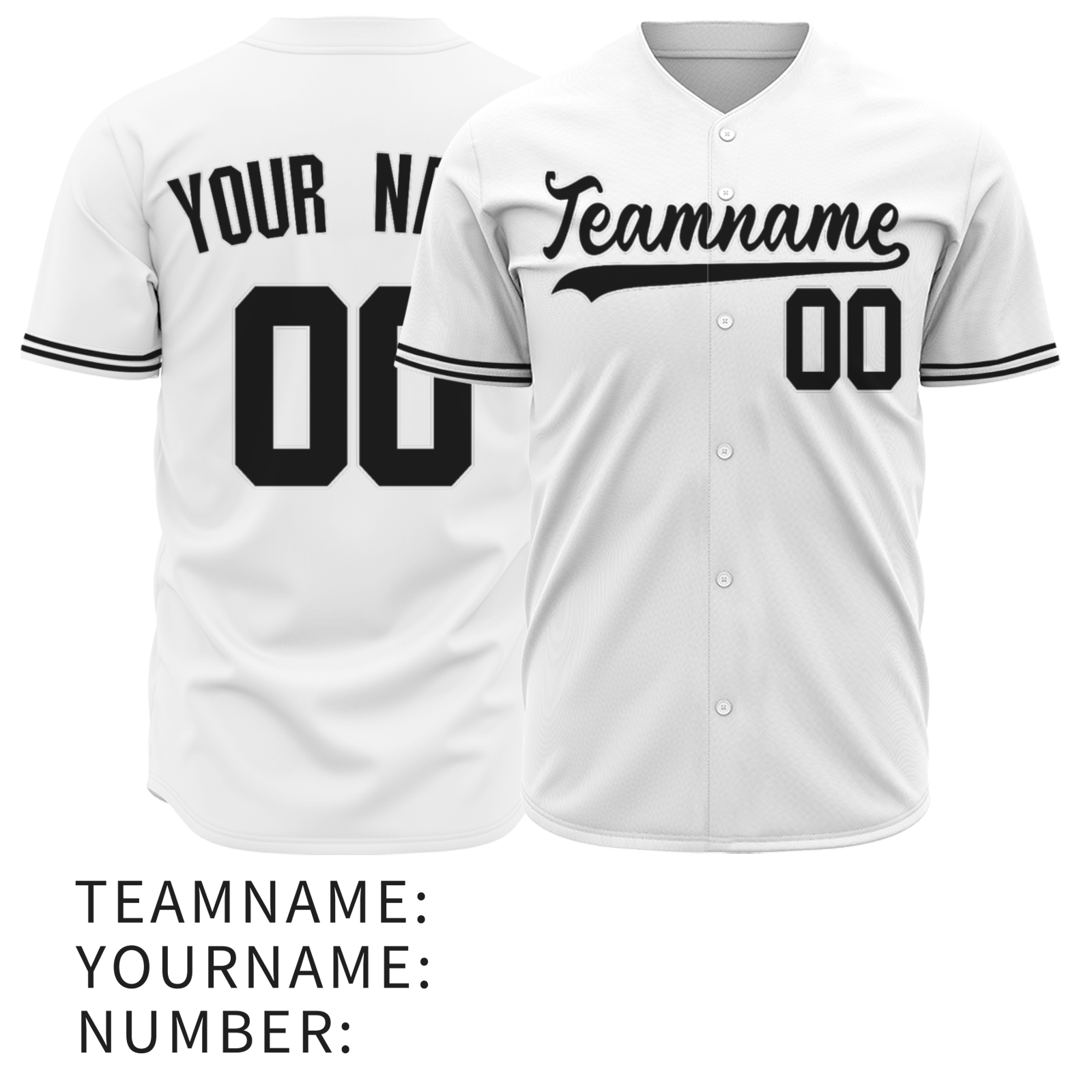 Custom White Black-White Authentic Baseball Jersey