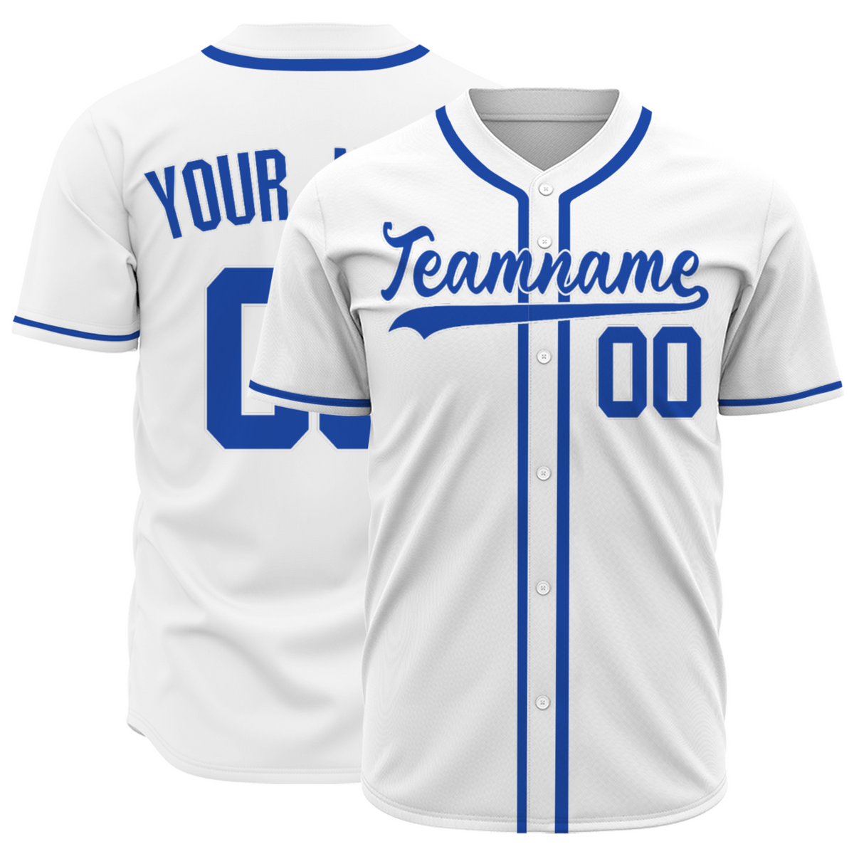 Custom White Cobalt Blue-White Authentic Baseball Jersey