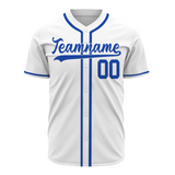 Custom White Cobalt Blue-White Authentic Baseball Jersey