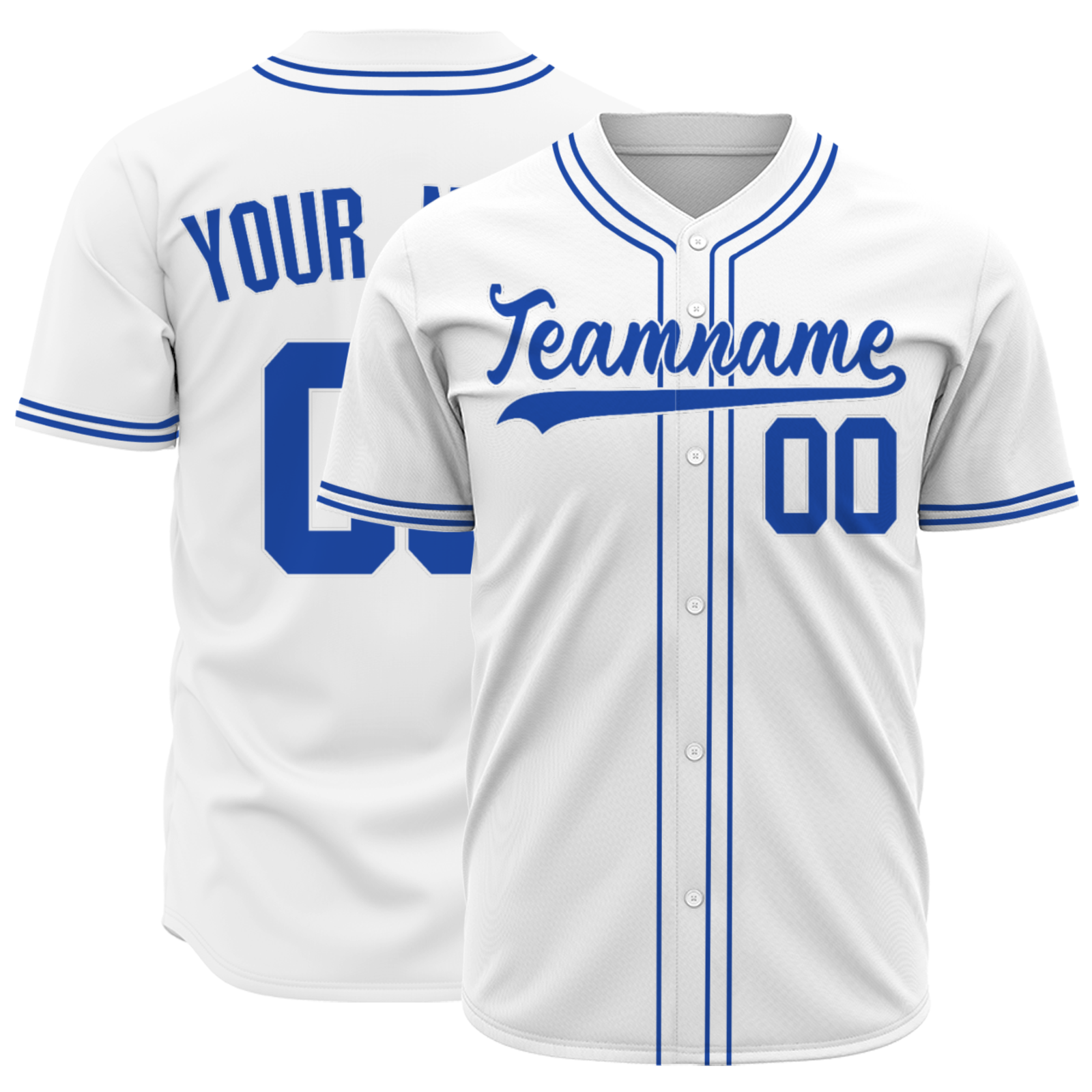 Custom White Cobalt Blue-White Authentic Baseball Jersey