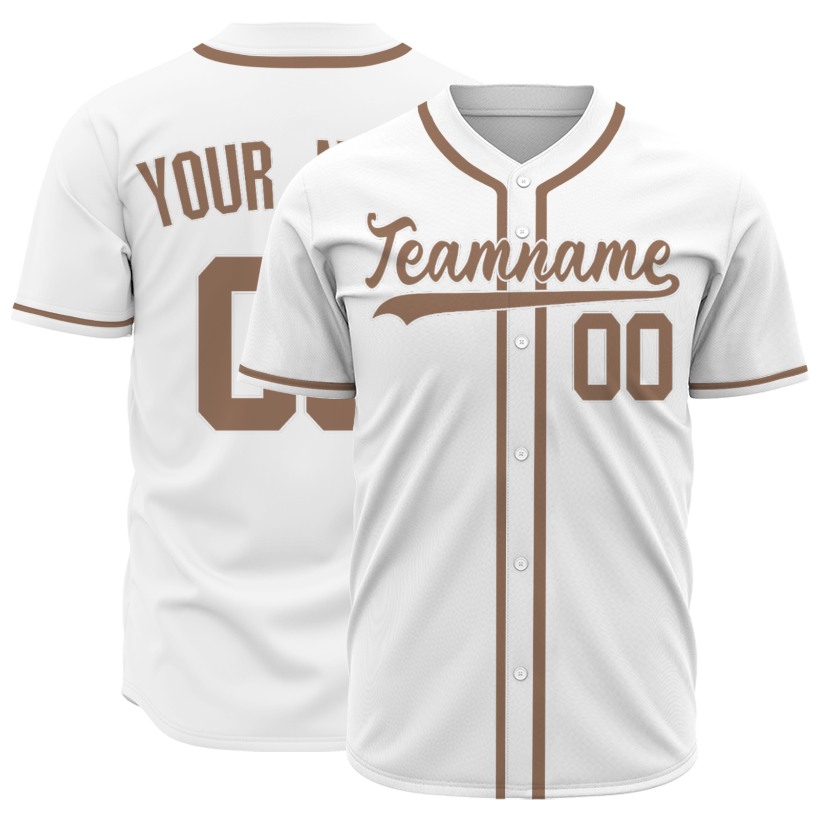 Custom White Yellowish Brown-White Authentic Baseball Jersey