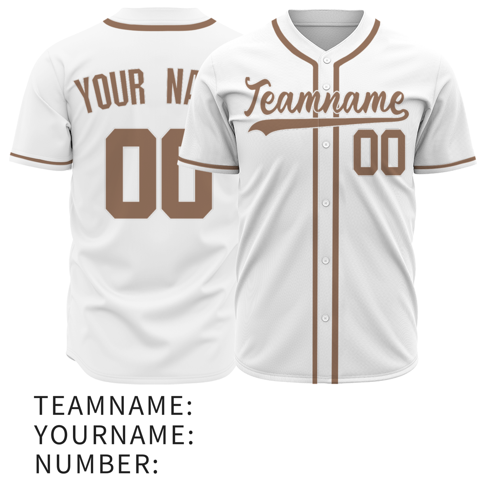 Custom White Yellowish Brown-White Authentic Baseball Jersey