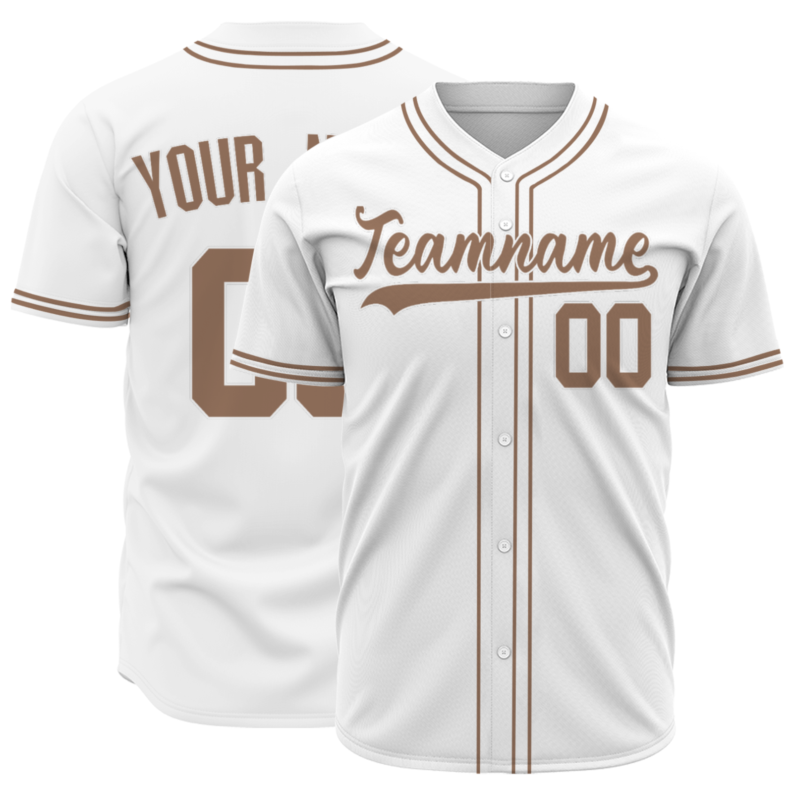 Custom White Yellowish Brown-White Authentic Baseball Jersey