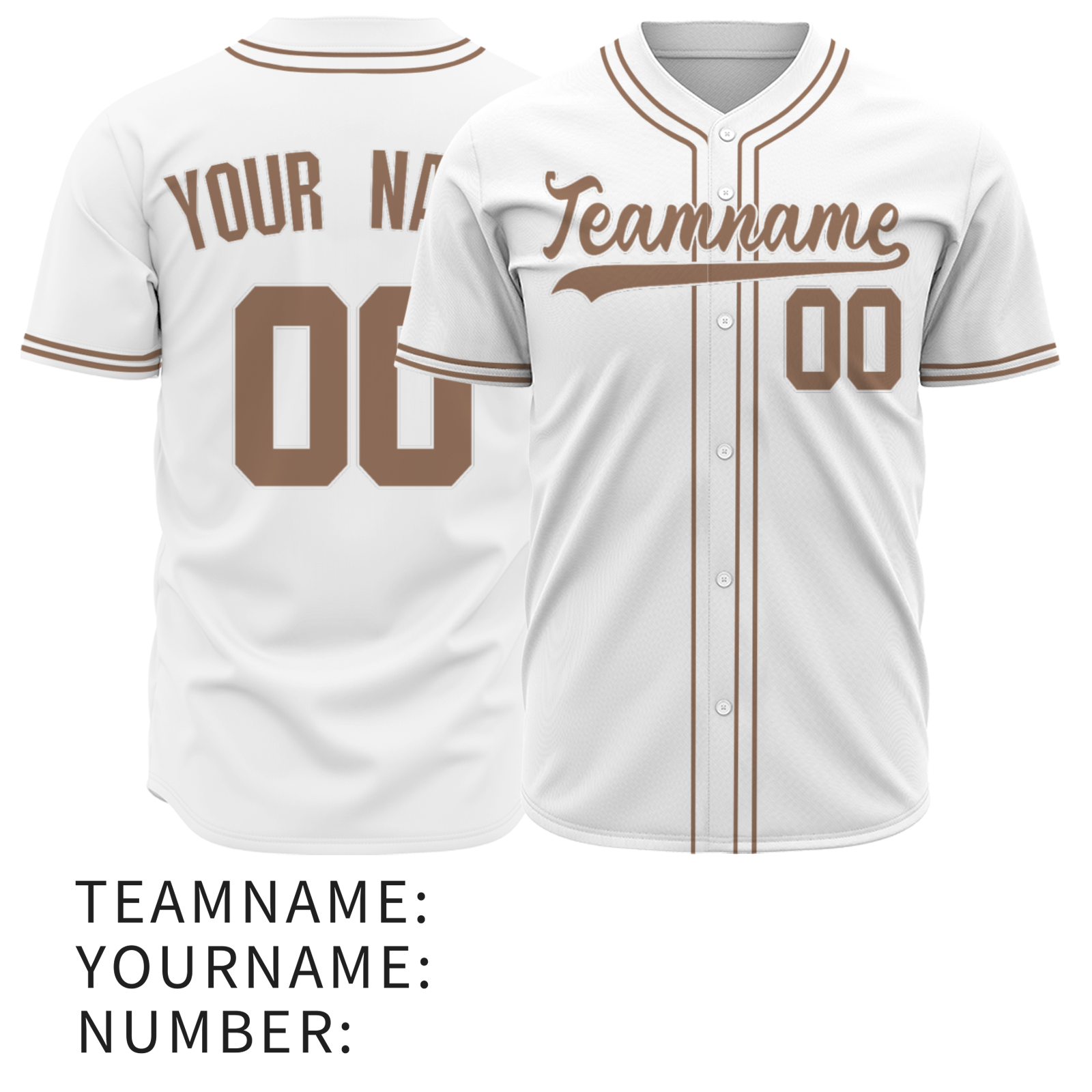 Custom White Yellowish Brown-White Authentic Baseball Jersey