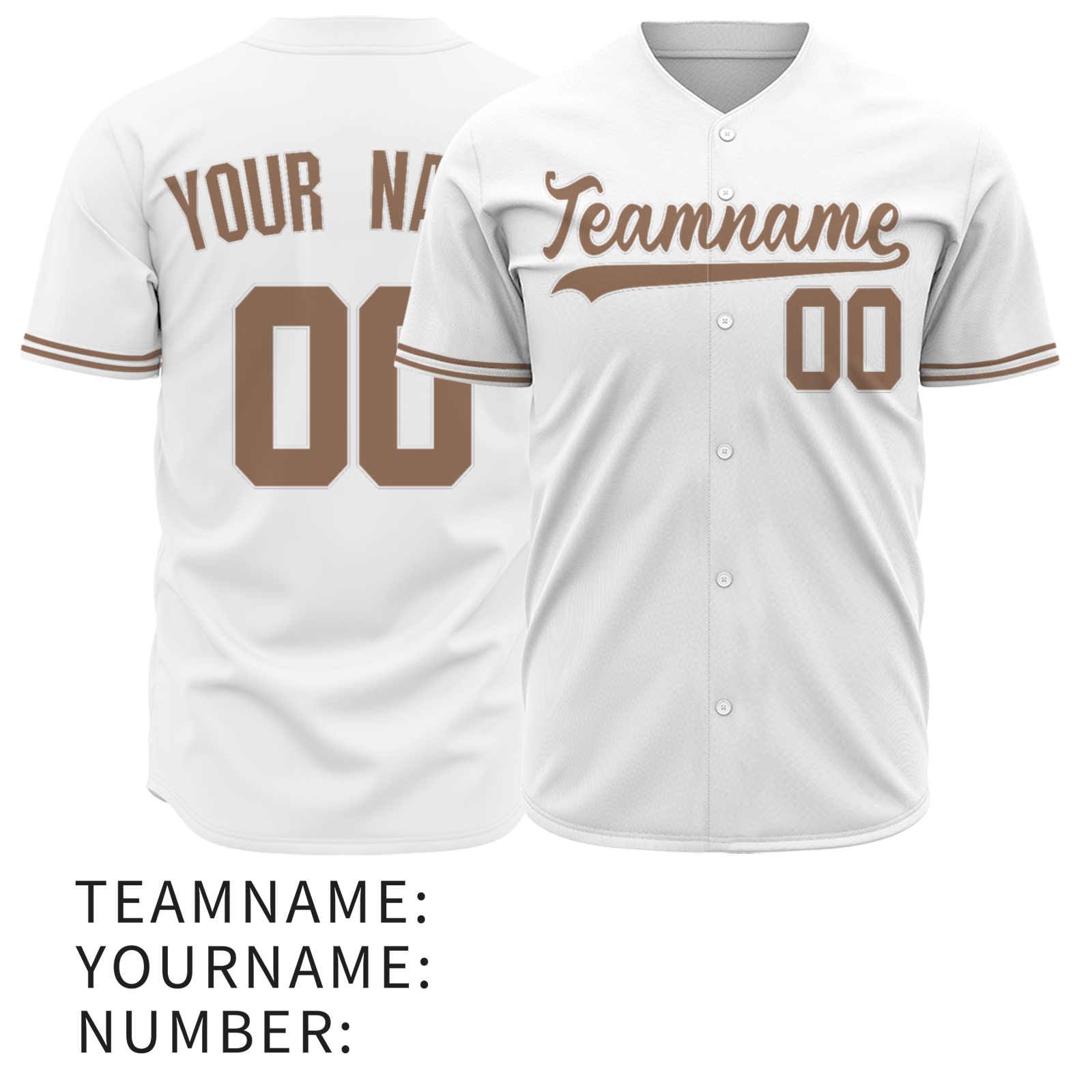 Custom White Yellowish Brown-White Authentic Baseball Jersey