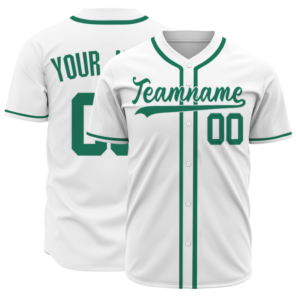 Custom White Dark Mint Green-White Authentic Baseball Jersey