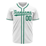 Custom White Dark Mint Green-White Authentic Baseball Jersey