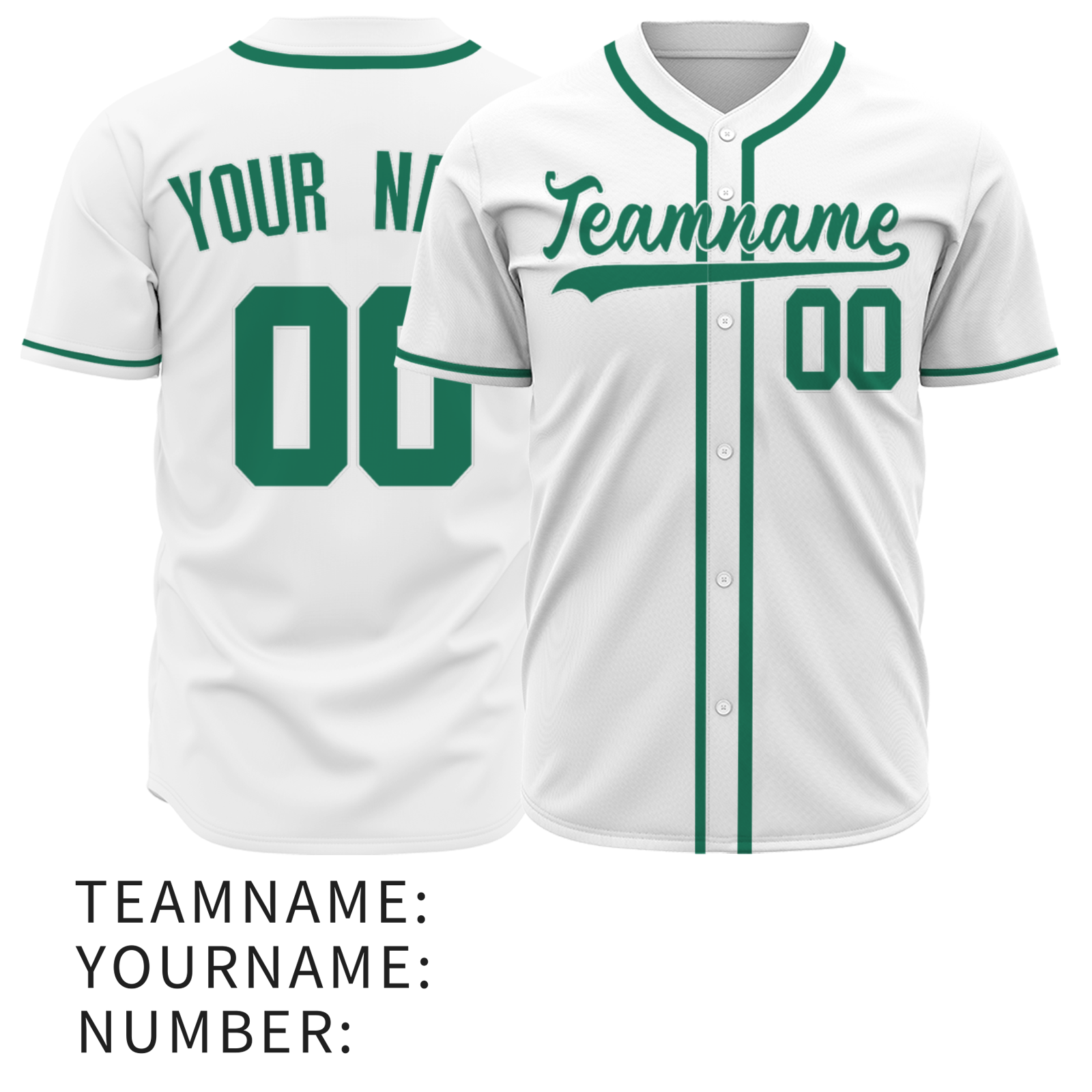 Custom White Dark Mint Green-White Authentic Baseball Jersey