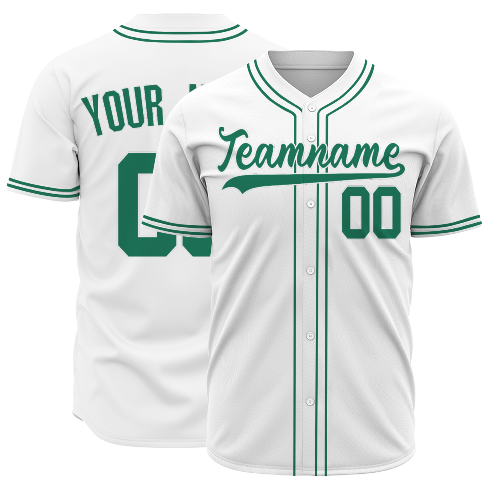 Custom White Dark Mint Green-White Authentic Baseball Jersey