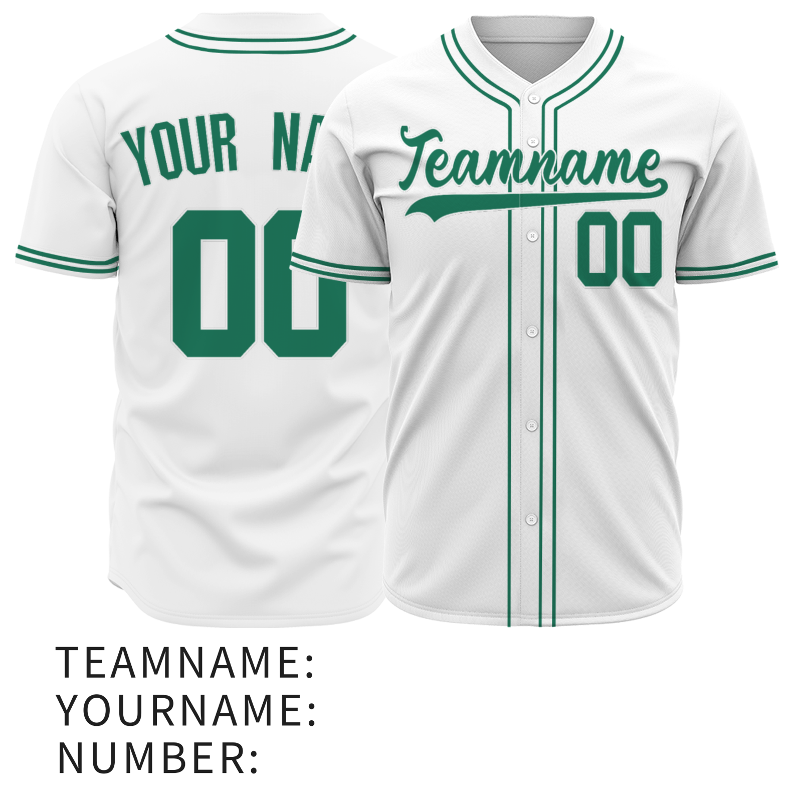 Custom White Dark Mint Green-White Authentic Baseball Jersey