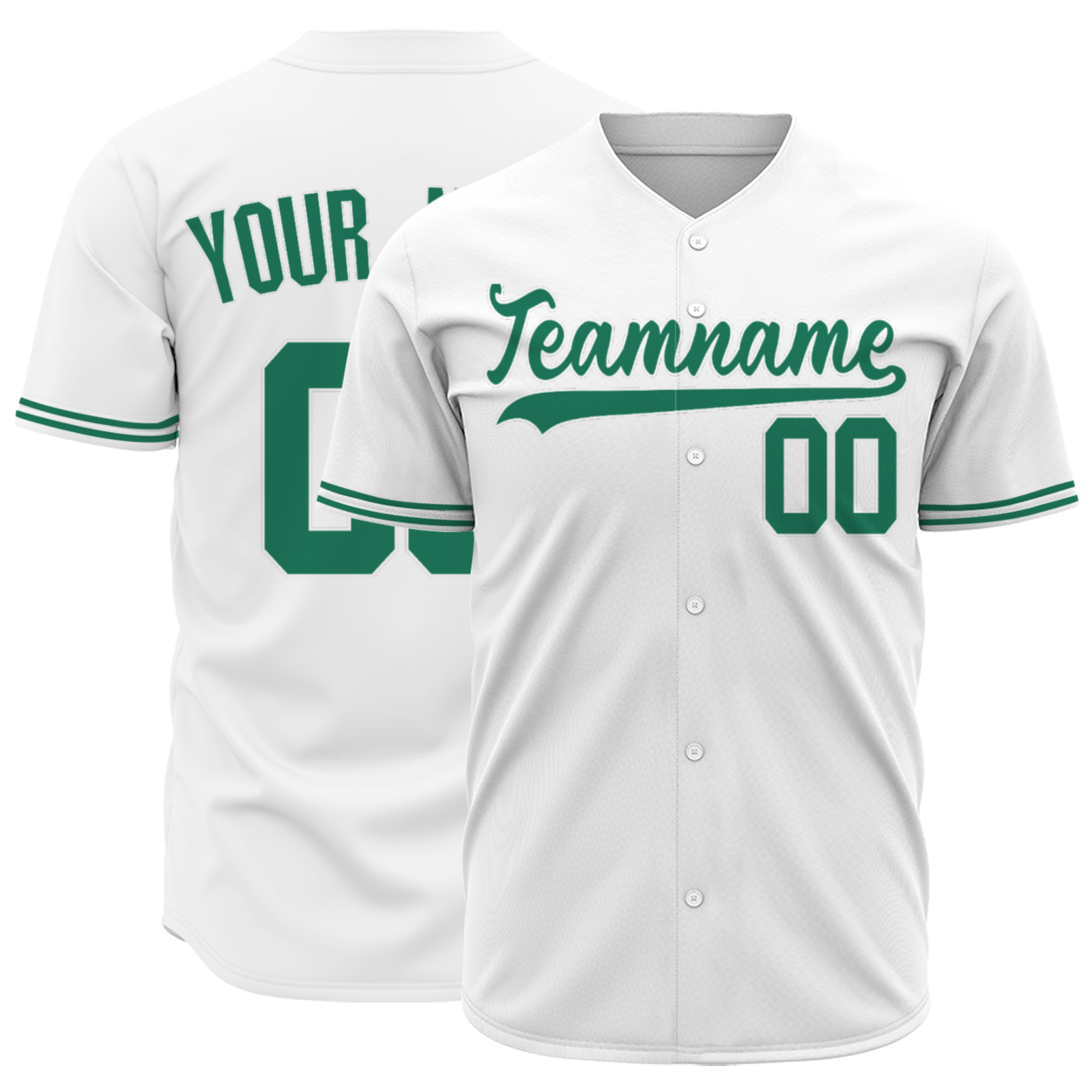 Custom White Dark Mint Green-White Authentic Baseball Jersey