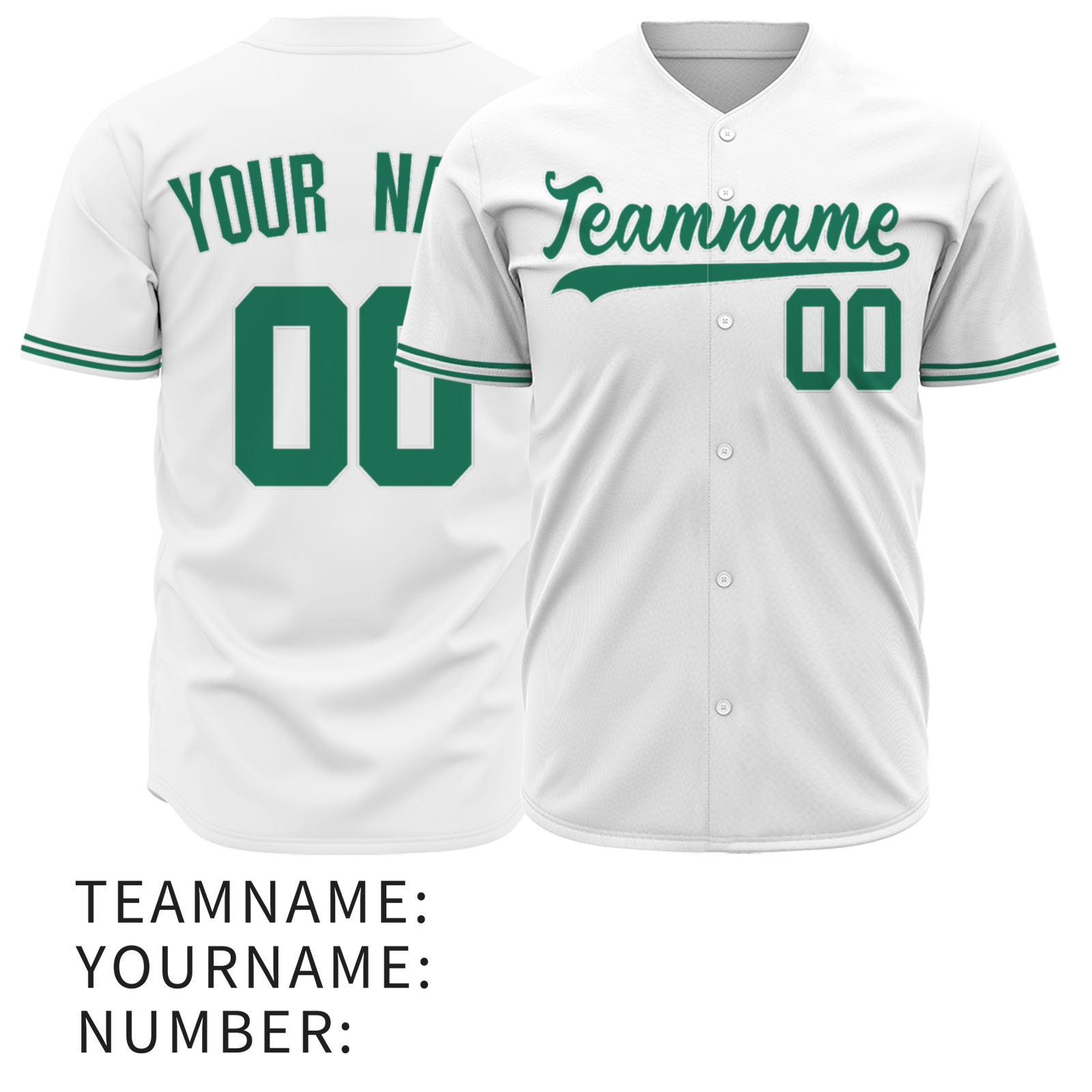 Custom White Dark Mint Green-White Authentic Baseball Jersey