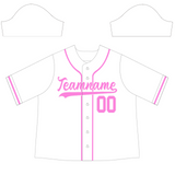 Custom White Pink-White Authentic Baseball Jersey