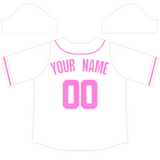 Custom White Pink-White Authentic Baseball Jersey