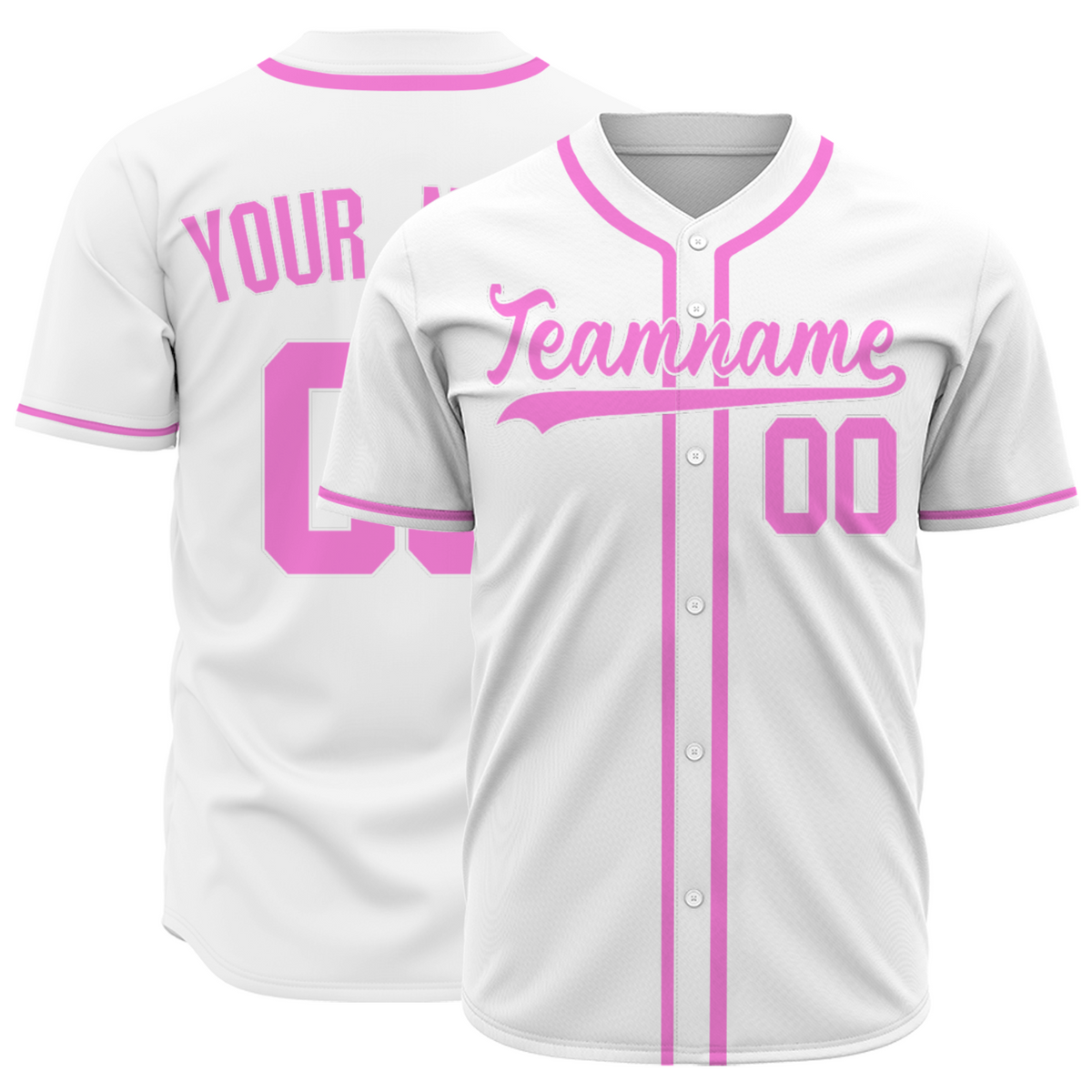 Custom White Pink-White Authentic Baseball Jersey