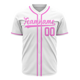 Custom White Pink-White Authentic Baseball Jersey