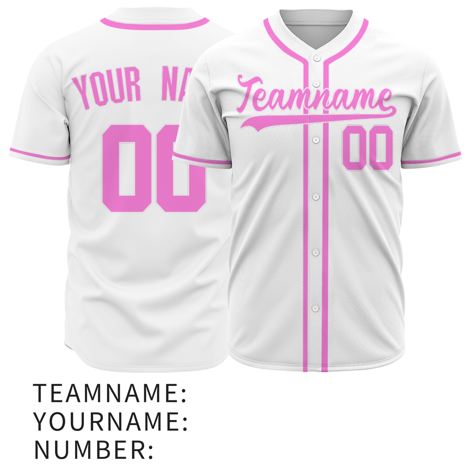 Custom White Pink-White Authentic Baseball Jersey