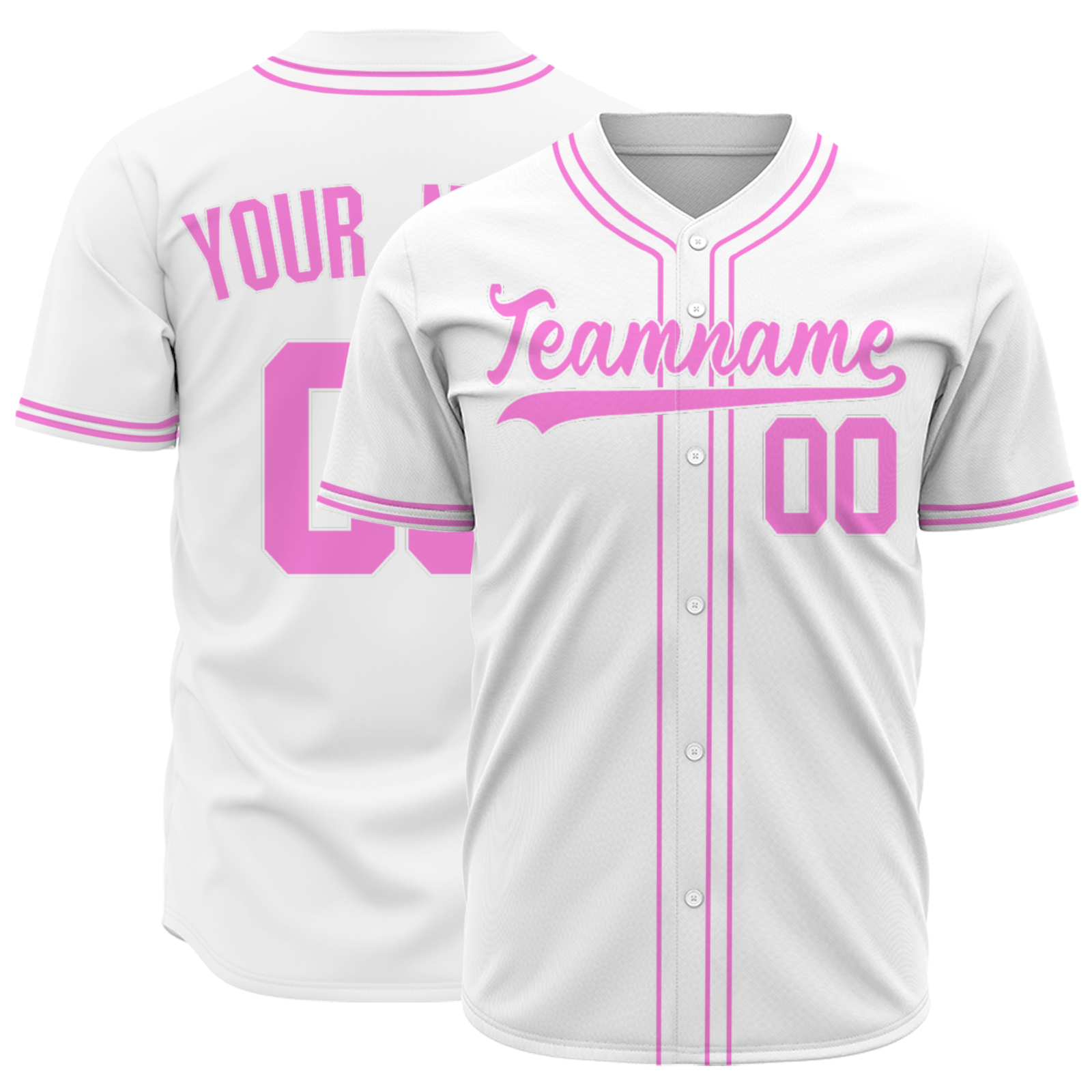 Custom White Pink-White Authentic Baseball Jersey