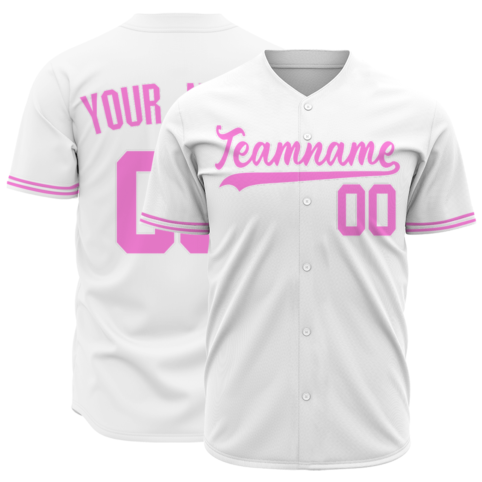 Custom White Pink-White Authentic Baseball Jersey